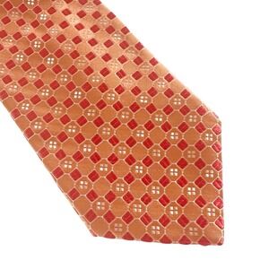 IKE by IKE BEHAR Orange Geometric Necktie 100% Silk 60" Long